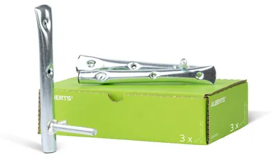 Zdjęcie produktu dla Alberts 800840 Uchwyt na felgę, ocynkowany na niebiesko, głębokość 100 mm, wysokość 200 mm, zestaw 3 szt