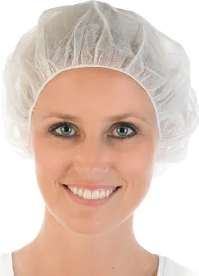 Produktbild von HYGONORM Baretthaube PP weiß BETTINA, 100 Stück, 53 cm Durchmesser, lebensmittelecht, für Hygienebereiche, für lange und kurze Haare