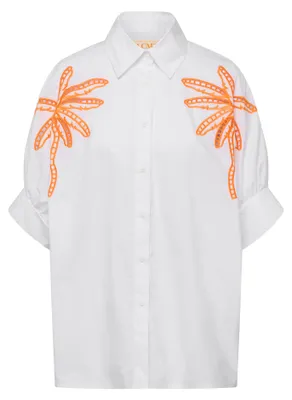 Produktbild von LeComte Bluse 6003 Weiß Größe 40 mit Stickereien und leicht verlängerter Form