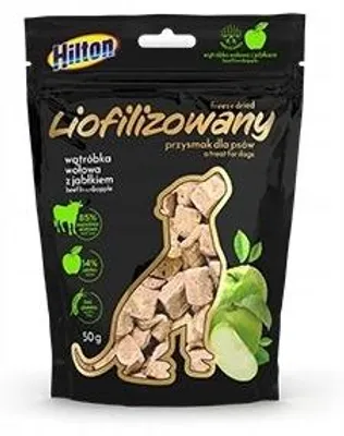 Obrázok produktu pre Hilton lyofilizovaná pochúťka s hovädzou pečeňou a jablkom pre psa, 50 g