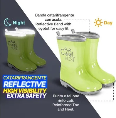 Produktbild von PERLETTI Reflektierende Kinder-Gummistiefel COOL KIDS Grün, 15539
