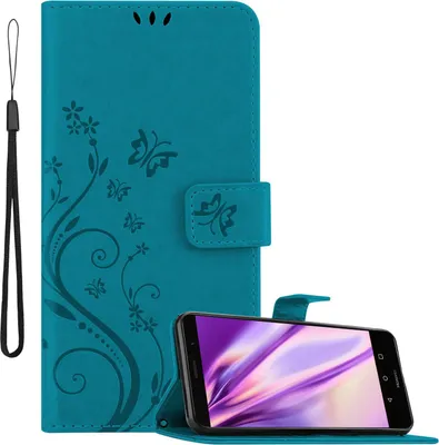Obrázek produktu pro Cadorabo pouzdro pro Huawei MATE 9 Protective Cover in Blue Pouzdro na mobilní telefon Flowers Flower