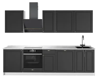 Produktbild von Küchenzeile Vicco Fame-Line Anthrazit-Gold Landhaus/Weiß 280 cm, AP Marmor, Model 64218