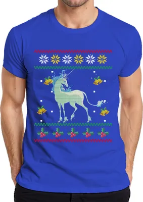 Produktbild von Das letzte Einhorn - Ugly Christmas Sweater Weihnachten Weihnachtsgeschenk Herren T-Shirt, Blau, S