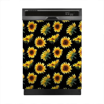 Produktbild von Aufkleber sticker 60x70 cm Dekorative folie Spülmaschine - Sonnenblumen auf Schwarz