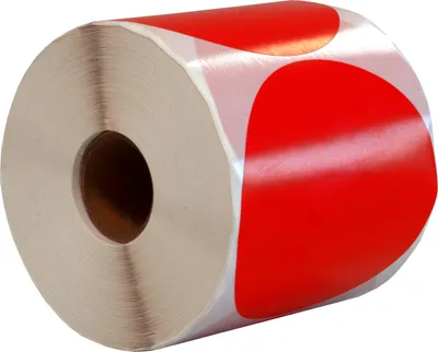Produktbild von DULA Runde Etiketten - Rot - 80mm - 500 Aufkleber auf Rolle - Siegel - Markierungspunkte - Leere runde Aufkleber auf Rolle