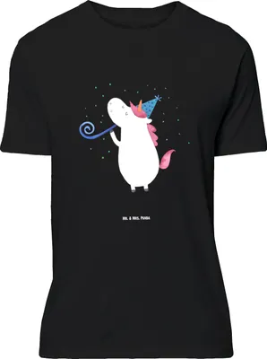 Produktbild von Mr. & Mrs. Panda Größe L T-Shirt Einhorn Party - Schwarz - Geschenk, Unicorn, Tshirt, Konfetti, mit Spruch, Geburtstag, Einhörner, Shirt, Club