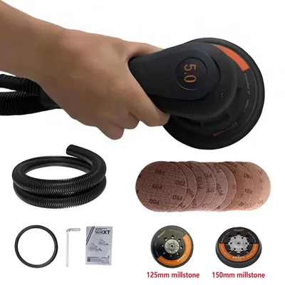 Produktbild von Elektrische Auto-Poliermaschine - Exzenterschleifer 5,0 mm - 150 mm Schleifteller - 350 W 220 V - variable Drehzahl - 2 Schleifscheiben - EU-Stecker