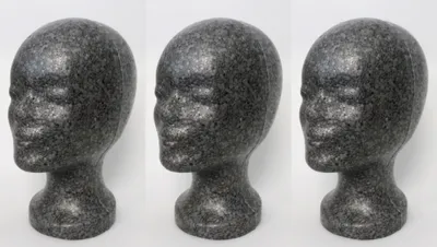 Produktbild von 3 x FP Styroporkopf Standard - - anthrazith-schwarz (mit Loch im Boden)