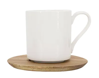 Produktbild von Becher Pipe, 350ml mit Holzuntertasse