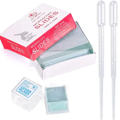 Mikroskop-Objektträger 50 St. + 100 Deckgläser, optisches Glas