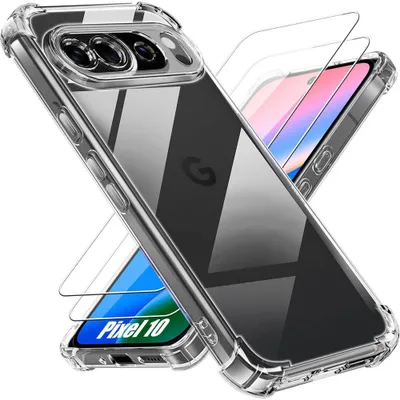 Image de Coque + 2 Verres Trempés pour Google Pixel 10 - Protection Silicone Antichoc Slim Coins Renforcés Transparent