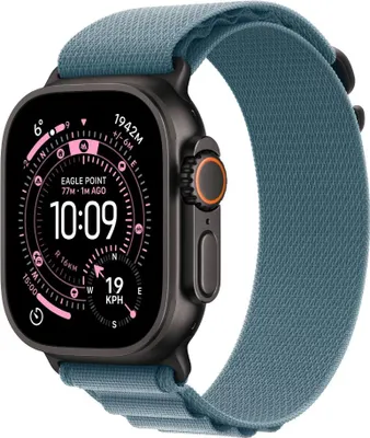 Image de Apple Watch Ultra 3 Cellular 49 mm Noir titane avec Boucle Alpine Bleu clair M