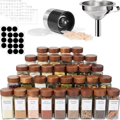 34er-Set Glaskräuterpots mit Holzdeckel, 120 ml, luftdicht