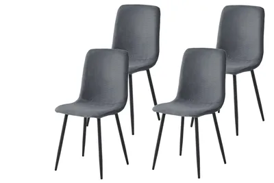 Produktbild von Hela Tische, 4er Set Esszimmerstuhl Leipzig, Bezug Cordoptik Anthrazit, Rundrohr Gestell Schwarz, gepolsterte Sitzschale und Lehne, 120kg belastbar