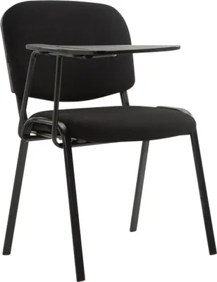 Produktbild von TPFLiving Besucherstuhl Konferenzstuhl Keen Stoffbezug mit Klapptisch - Gestell Schwarz / Bezug Schwarz