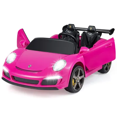 Image de COSTWAY Voiture électrique pour enfants sous licence RUF, véhicule électrique 2 places 24 V avec télécommande pour parents, LED, klaxon, musique, voiture jouet pour enfants de 3 à 8 ans, rose