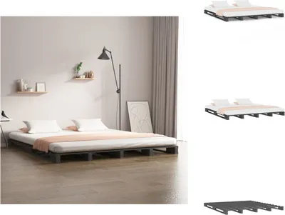 Obrázek produktu pro vidaXL Paletová postel šedá 140x190 cm z masivního borovicového dřeva - Postele a rámy postelí