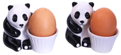 Eierbecher-Set Panda-Design – 2 Stück, Keramik, 8x8x8 cm