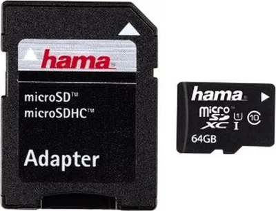 Produktbild von Hama 64GB microSDXC, 64 GB, MicroSDXC, Klasse 10, UHS, 22 MB/s, Schwarz