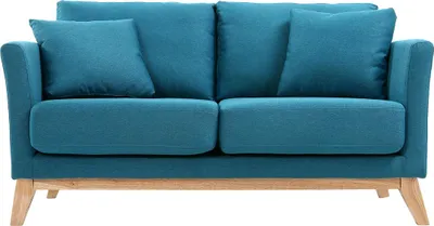 Produktbild von Miliboo - Sofa skandinavisch 2 Plätze Blaugrün helle Holzbeine OSLO