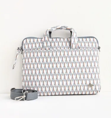 Produktbild von Dellel Laptop Tasche Graue gemustert für 13 und 14 Zoll aus veganem Kunstleder