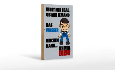 Produktbild von Holzschild Alkohol 12x18 cm es mir egal Wasser ich will Bier