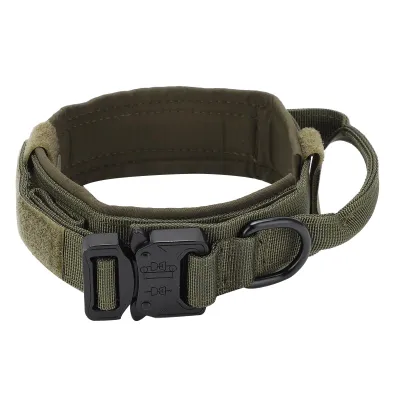 Obrázok produktu pre Hundekragen einstellbare langlebige Baumwollpulverhälfte mit Metallschnalle für Hunde Armee Greenxl