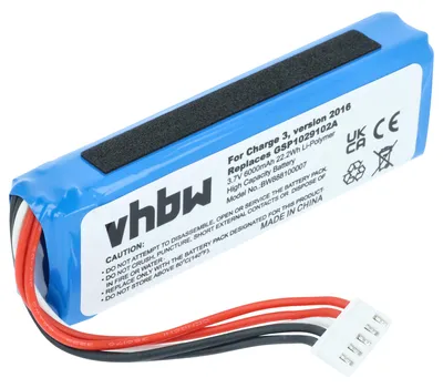 Produktbild von vhbw Akku kompatibel mit JBL Charge 3 2016 Lautsprecher Boxen Speaker (6000 mAh, 3,7 V, Li-Polymer)