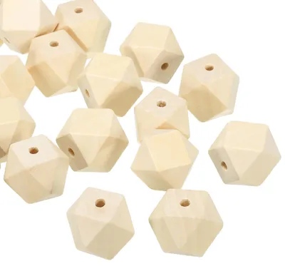 Holzkugeln 25 mm, 20 Stück, sechseckig, für DIY-Schmuck