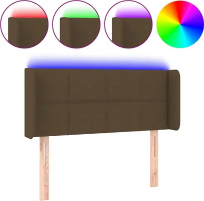 Image de vidaXL Tête de lit LED brun foncé 103x16x78/88 cm Tissu
