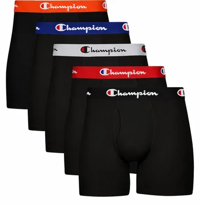 Produktbild von Champion Herren Boxer Briefs, Every Day Comfort Stretch Baumwolle Moisture-Wicking Underwear, Multi-Pack Retroshorts, Schwarz, 5 Stück, XX-Large (5er