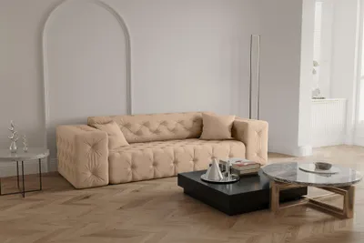 Produktbild von Sofa Designersofa CHANTAL 3-Sitzer in Stoff Opera Velvet Beige