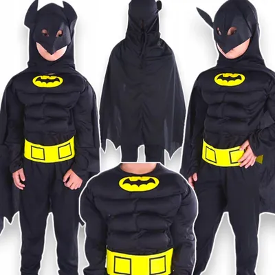 Produktbild von Toys Batman Kostüm für Jungen, Muskel-Design, Umhang, Gr. 116-122