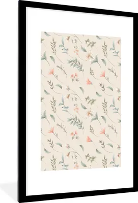 Produktbild von MuchoWow® MuchoWow® Gerahmtes Poster Blumen - Pastell - Pflanzen 60x90 cm - Poster mit zchwarzem Bilderrahmen - Dekoration - Wandposter Wohnzimmer - Hochwertig