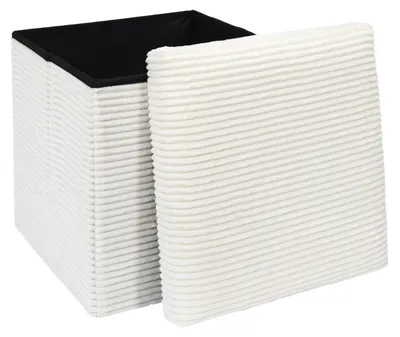 Image de Cotele Scott, coffre ottoman beige pliable - Solution de rangement multifonctionnelle, 38x38x38 cm