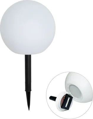 Produktbild von QAZQA - Modern Gartenleuchte weiß 25 cm inkl. LED IP44 Solar RGBW - Ludger I Außenbeleuchtung - Kunststoff Rund - I (nicht austauschbare) LED