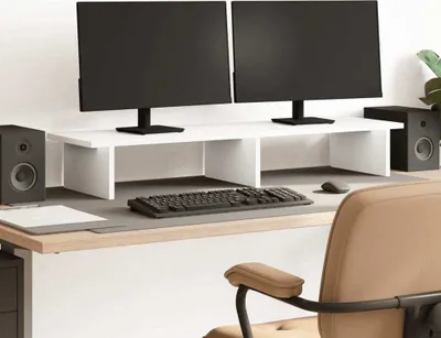 Produktbild von Möbel Monitorständer Weiß 100x27x15 cm Holzwerkstoff - Monitorständer 854706