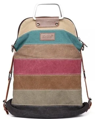 Produktbild von Vintage-Rucksack aus Canvas, 2-in-1-Tasche „Rainbow“