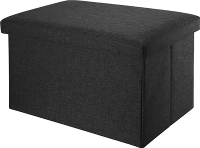Immagine prodotto di Intirilife Panca pieghevole 78x38x38 cm in DIAMOND BLACK - Cubo di seduta con vano portaoggetti e coperchio in tessuto effetto lino - Cubo di seduta poggiapiedi Scatola portaoggetti Petto Seduta sgabello