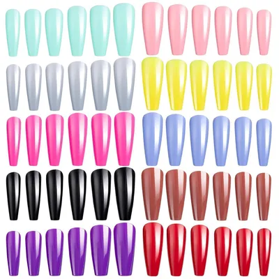 Produktbild von Künstliche Nägel Ballerina Sarg 240 Stück 10 Farben 12 Größen Vollabdeckung Nageltips für DIY Nagelkunst