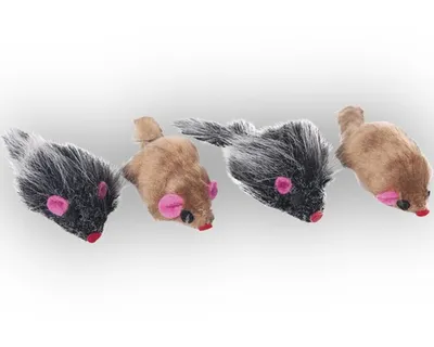 Obrázok produktu pre Hračka pre mačky Karlie Myš tvrdá šedohnedá 4 ks 5 cm