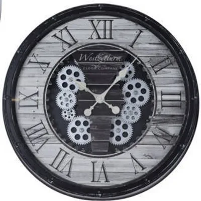 Produktbild von Wanduhr mit offenem Uhrwerk, schwarz