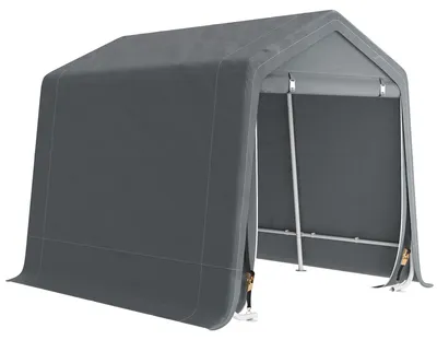 Produktbild von Fahrradunterstand fš¹r den Garten mit Metallrahmen, 2 Rei?verschlusstš¹ren, wasserdicht, UV-best?ndig, 2,4 x 2 x 2 m, dunkelgrau