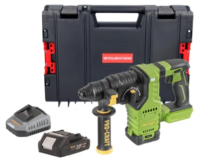 Produktbild von Procraft PHA30bb Akku Bohrhammer 20 V 2,8 J SDS plus Brushless + 1x Akku 2,0 Ah + Ladegerät + RHINO Toolcase