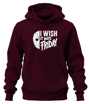 Immagine prodotto di Vorrei che fosse venerdì Horror Maske Freitag13 Grusel Halloween Unisex Felpa con cappuccio Kapuzenpullover, Borgogna, M