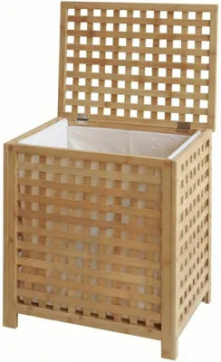Immagine prodotto di Cesto per la biancheria Ronthy – Cesto in bambù con sacco per la biancheria | Colore: neutro | Dimensioni: 52x39x55 cm