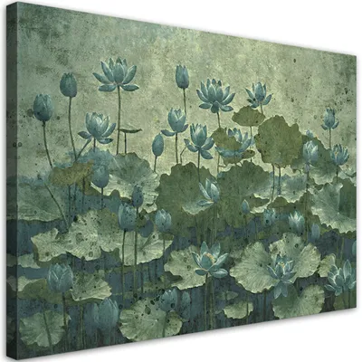 Immagine prodotto di Quadro su tela Ninfee verdi in fiore 120x80 Feeby Verde quadro per la parete pronto da appendere