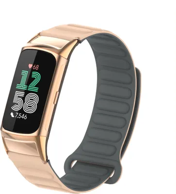 Produktbild von INF Stylisches magnetisches Silikonarmband für Fitbit Charge 6 Schwarz