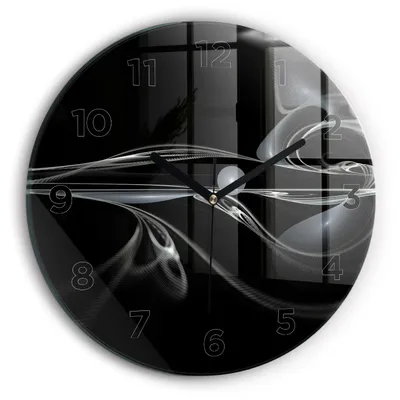 Produktbild von Wallfluent Wanduhr – Stilles Quarzuhrwerk - Uhr Dekoration Wohnzimmer Schlafzimmer Küche - Zifferblatt - schwarze Zeiger - 30 cm - Abstrakter Rauch
